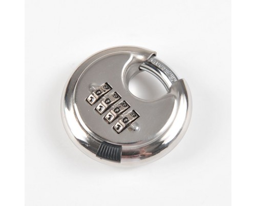 Stainless Steel Round 4 Digits Resettable Password Door Metal Disc Padlock 
